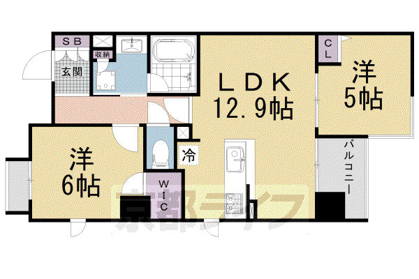 グランレブリー押小路高倉(2LDK/1階)の間取り写真