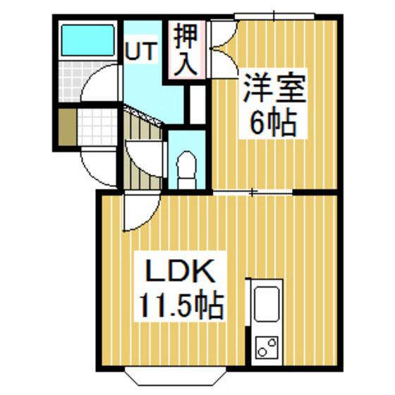 フォレストハイムII(1LDK/2階)の間取り写真