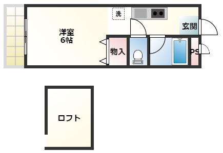 メイプルコート 一万城(1K/2階)の間取り写真