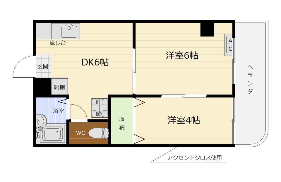 リバーロードマンション(2DK/1階)の間取り写真
