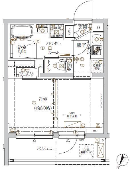 クレイシア新宿ノース(1K/1階)の間取り写真