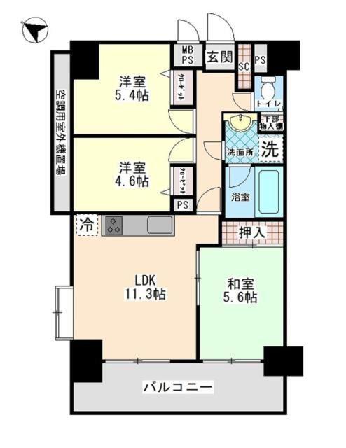 ライオンズマンション千葉みなと(3LDK/5階)の間取り写真