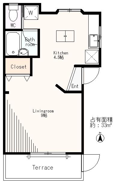ロードハイム(ワンルーム/1階)の間取り写真