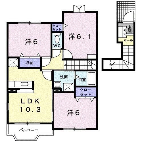 メリー・プラッツ II(3LDK/2階)の間取り写真