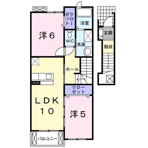 フラワーパーク(2LDK/2階)の間取り写真