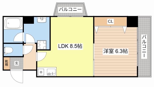 アジェンダ(1LDK/4階)の間取り写真