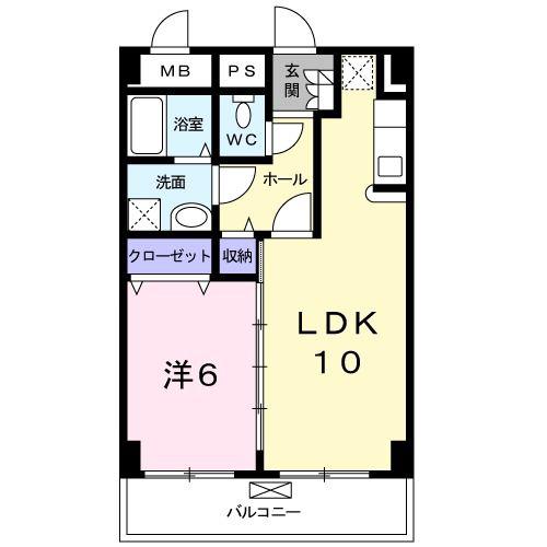 グラース(1LDK/4階)の間取り写真