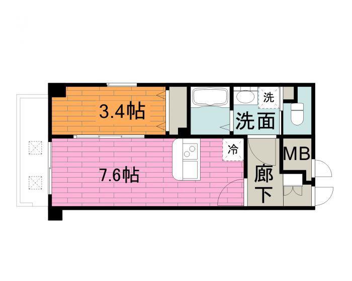 アヴァンティ銀天町(1DK/5階)の間取り写真