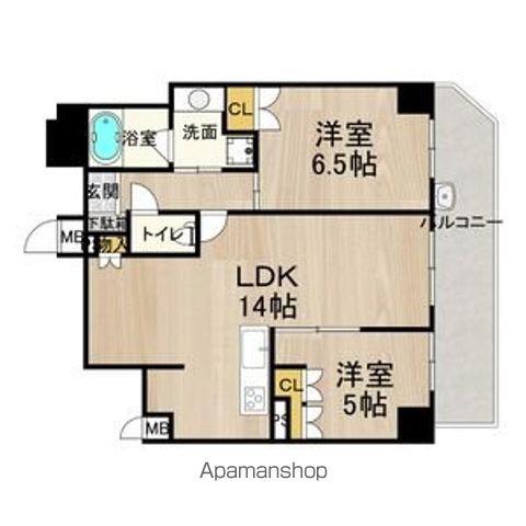 フロンティアタワー日本橋(2LDK/8階)の間取り写真
