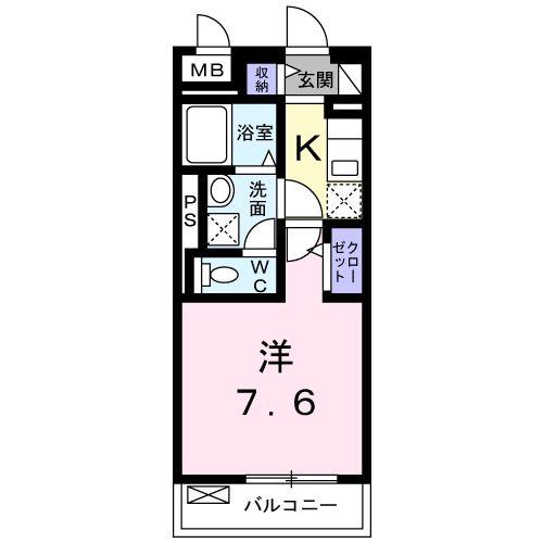 グラン ソレーユ(1K/4階)の間取り写真