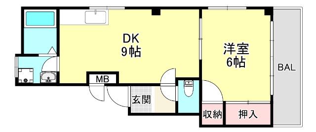 エトワール王子(1DK/3階)の間取り写真