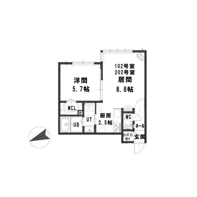 ルミエールSALVIA(1LDK/1階)の間取り写真