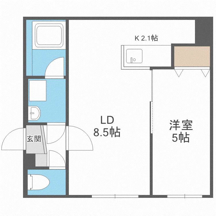 グラシアス平岸(1LDK/2階)の間取り写真