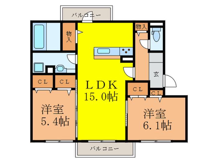 アレグリーア(2LDK/3階)の間取り写真