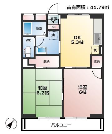 シルキーパレス1(2DK/1階)の間取り写真