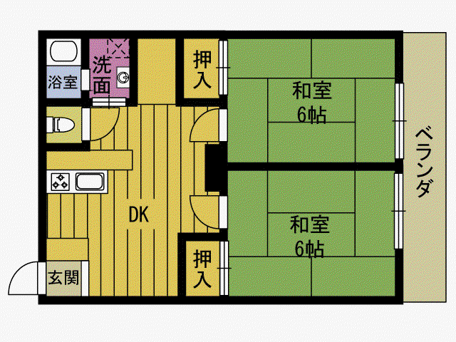 ルミナスNNII(2DK/2階)の間取り写真