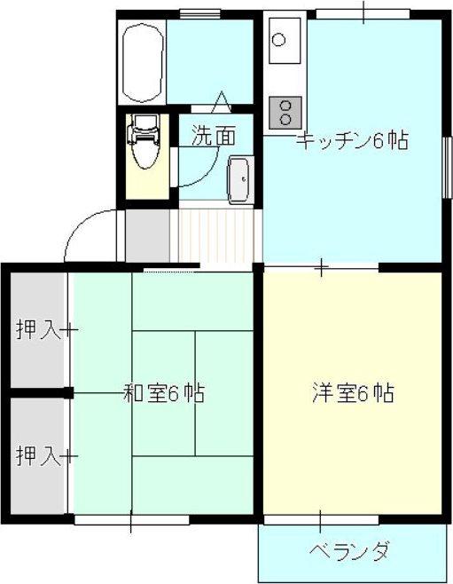 ラムール稲田(2DK/2階)の間取り写真