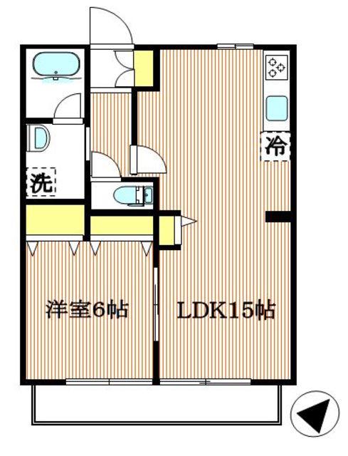 ル・クレール宿河原A(1LDK/2階)の間取り写真