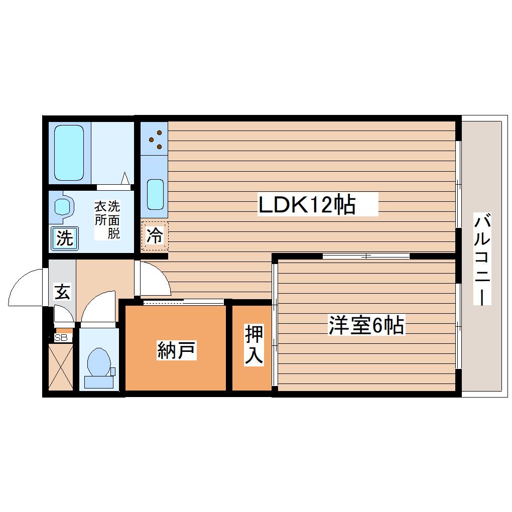 中田アヴェニューII(1SLDK/4階)の間取り写真