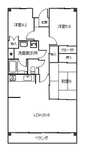 コンフォート銀座(3LDK/12階)の間取り写真