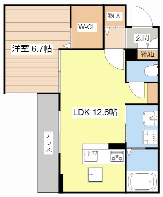 京町エンジェルII(1LDK/1階)の間取り写真