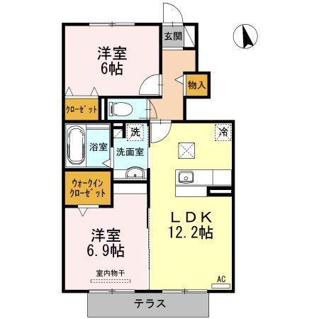 プラセール(2LDK/1階)の間取り写真