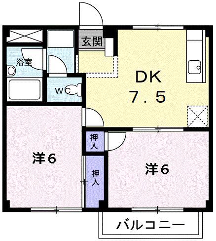 第2コーポかとう(2DK/2階)の間取り写真
