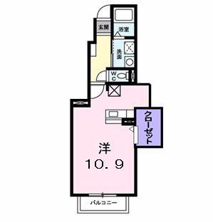 アプレンデールII(ワンルーム/1階)の間取り写真