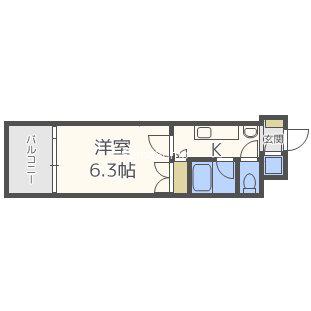FELIS北堀江(1K/9階)の間取り写真