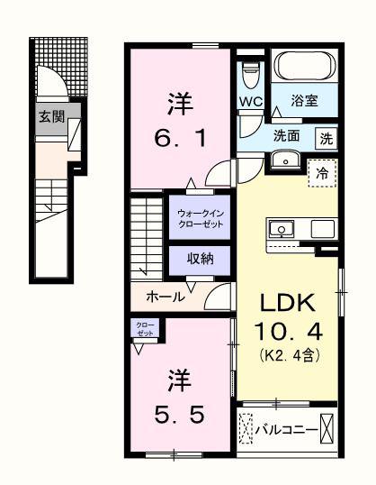 ラベンダーベイ(2LDK/2階)の間取り写真
