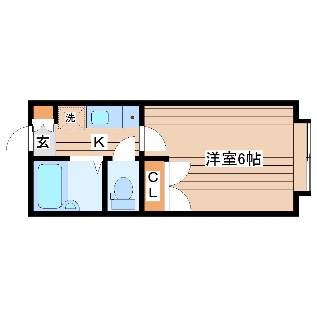 ベルシティ東仙台(1K/3階)の間取り写真