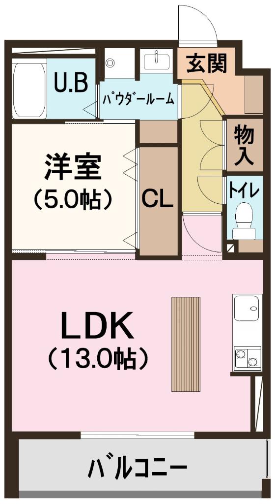 レジデンス若宮(1LDK/3階)の間取り写真
