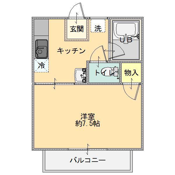 あづみコーポ(1K/1階)の間取り写真