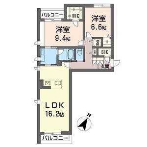 シャーメゾンヴィステリオ(2LDK/2階)の間取り写真