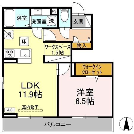 CASAVOLVERIIIVV105(1LDK/1階)の間取り写真
