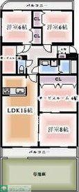サンリバーK(3SLDK/1階)の間取り写真