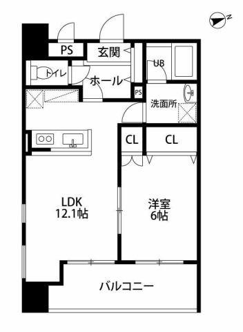 TRIBUTE元浜(1LDK/7階)の間取り写真