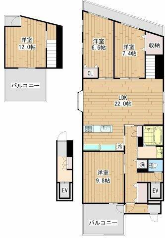 オーブ ミカーレ(4LDK/4階)の間取り写真
