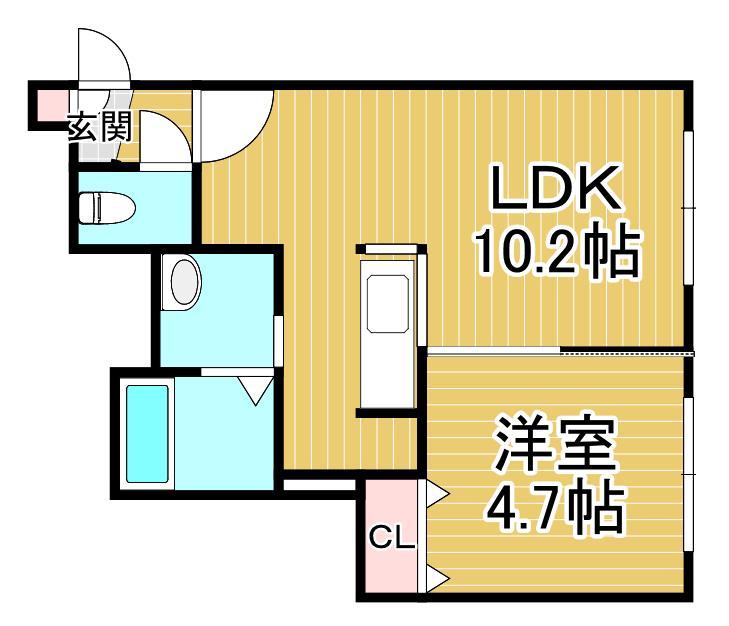 LA DOUCE VIE恵み野駅前(1LDK/4階)の間取り写真