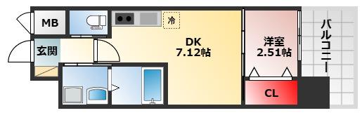 テラ浅香山(1DK/6階)の間取り写真