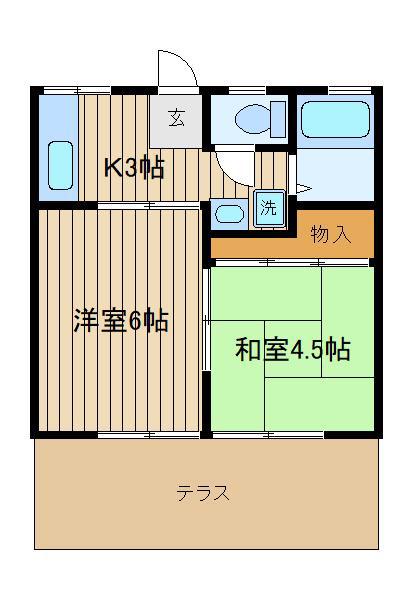 ラインハイム(2K/1階)の間取り写真