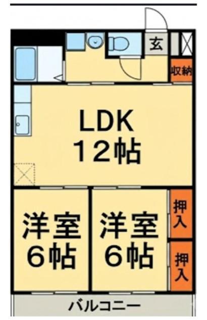 ワンズコア新松戸II(2LDK/2階)の間取り写真