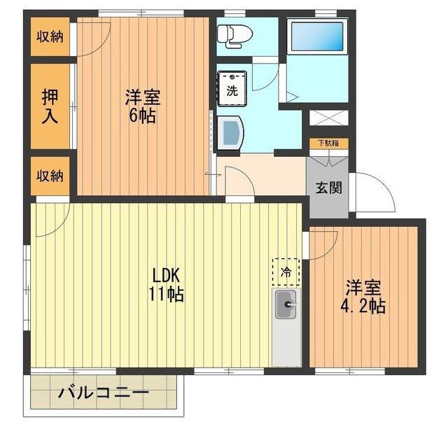 アビタシオンA(3DK/1階)の間取り写真