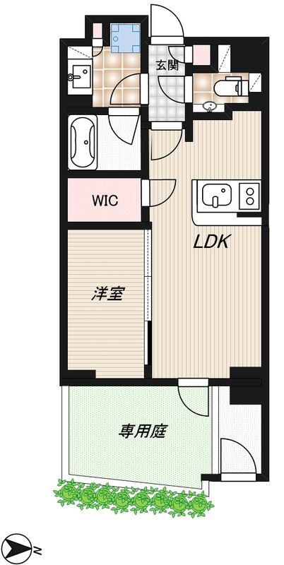 RIDGE新宿西落合(1LDK/1階)の間取り写真