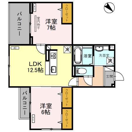 PISCES(2LDK/3階)の間取り写真
