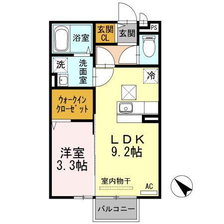 インサイドモート(1LDK/1階)の間取り写真