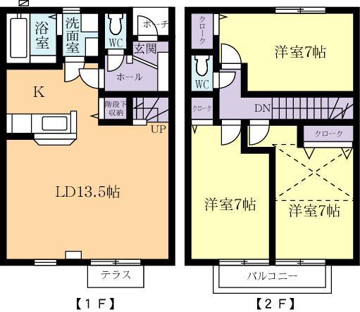 タウンテラス アスピラシオンI(3LDK/2階)の間取り写真