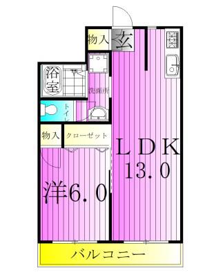 第一日東ハイツ(1LDK/2階)の間取り写真