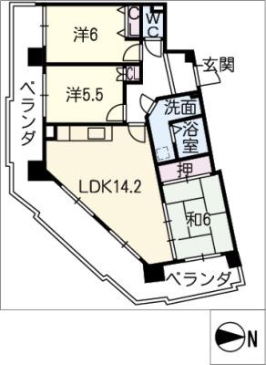 シティ・ライフ グランヴィーネ星ヶ丘 A(3LDK/2階)の間取り写真