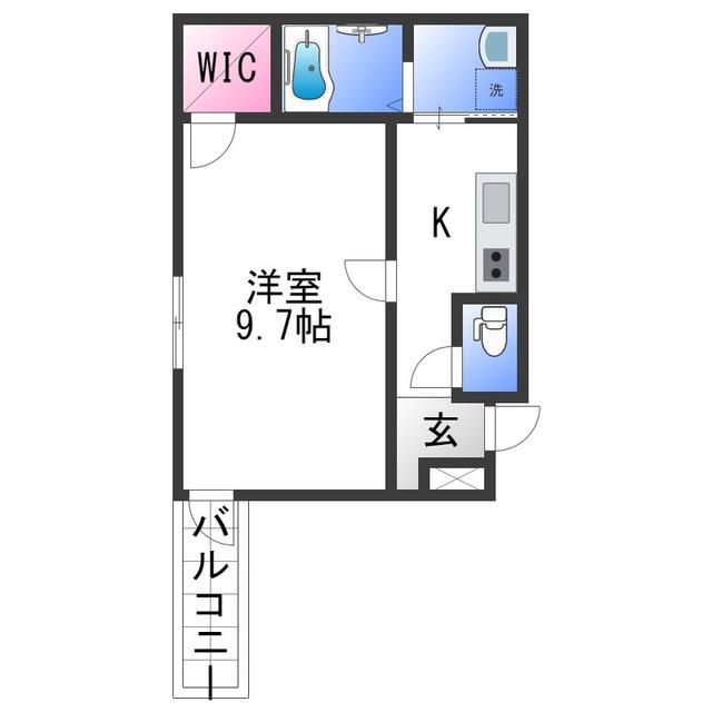 フジパレス木広町(1K/1階)の間取り写真